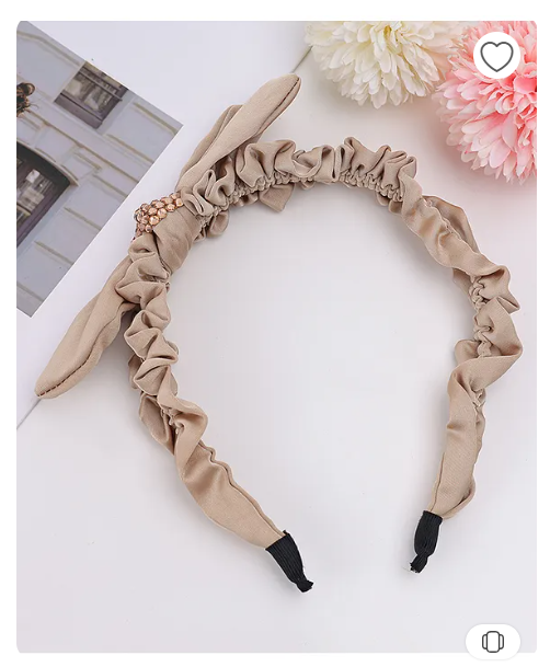 Pine Kids Ruffle Bow Applique Hair Band - Khaki